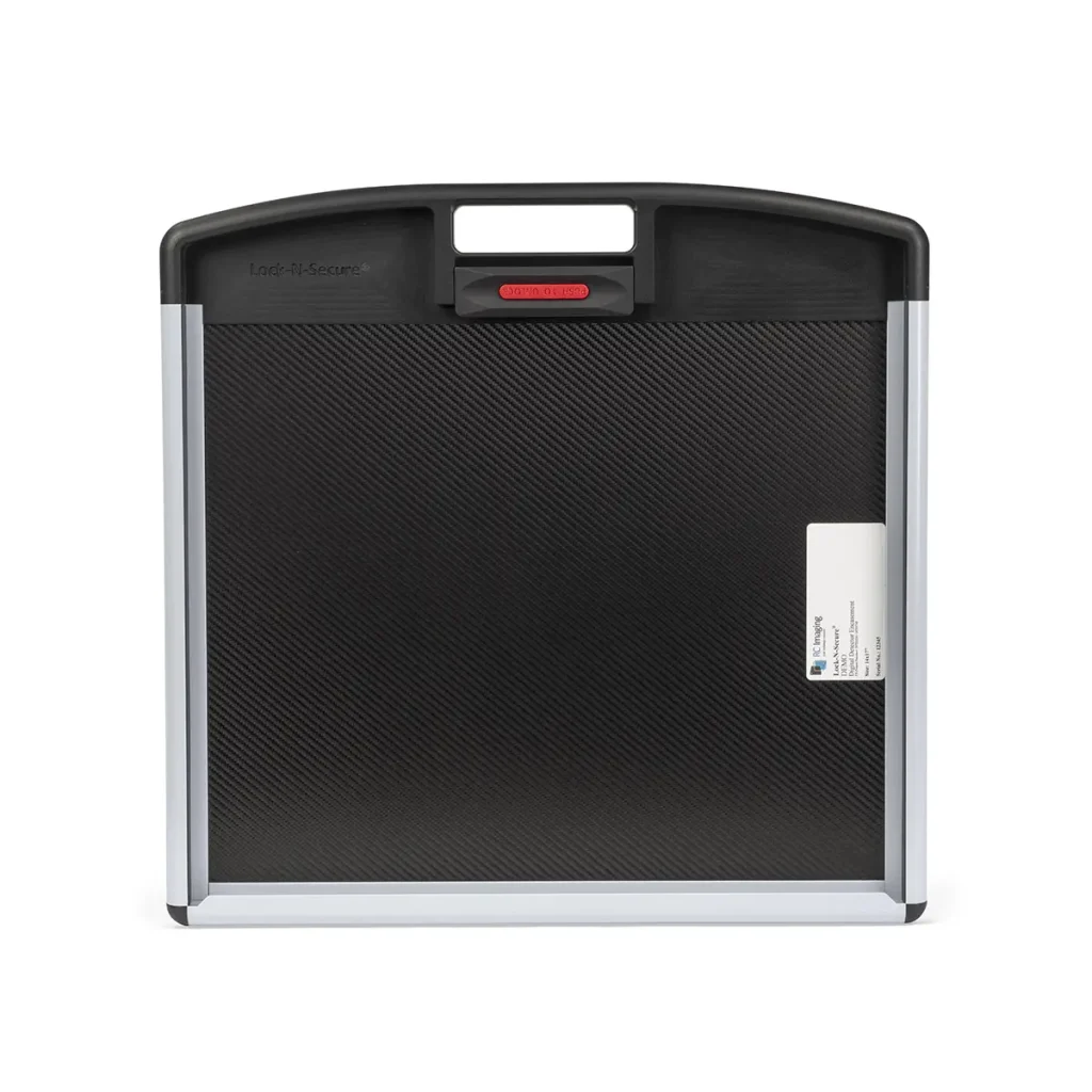 Lock-N-Secure 14x17 inch cassette holder with top handle, rear view