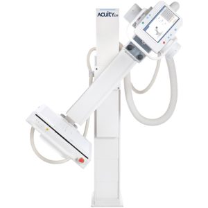 Acuity SDR+ radiography system with tube head, detector arm, and control panel