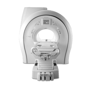 Hitachi Oval MRI scanner with wide-bore gantry and patient table