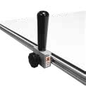 Close-up of a Del Medical OTC 18 hand grip mounted on the tube crane rail