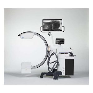 Persona CS mobile fluoroscopy system's dual imaging monitors shown from front and back
