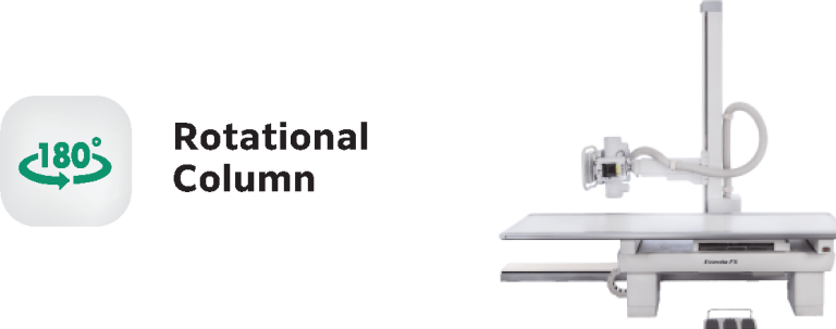 Icon and graphic illustrating the Essentia FS's 180-degree rotational column