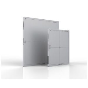 Two Vieworks Vivix-S 1417N flat panel detectors of different sizes, standing side by side