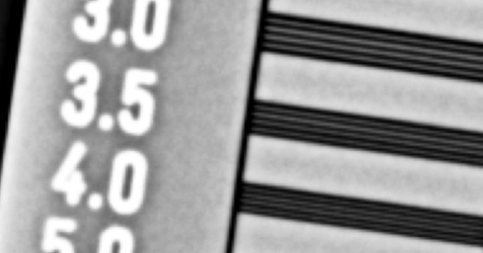 Close-up of a high-definition resolution test pattern showing fine line-pair detail captured by the AeroDR HD detector