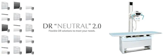DR Neutral 2.0 banner graphic showing detector panel options alongside the RADspeed Pro system