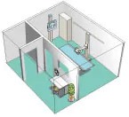 Isometric diagram illustrating the RADspeed Pro Style Edition FMT's compact room footprint
