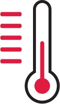 Thermometer icon indicating the Vivix-S detector's operating temperature range