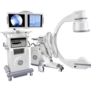 GE OEC Elite mobile C-arm system with dual-monitor imaging cart