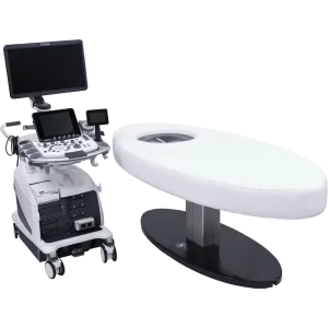 SOFIA fusion biopsy table alongside a Hitachi Aloka ultrasound system on a cart