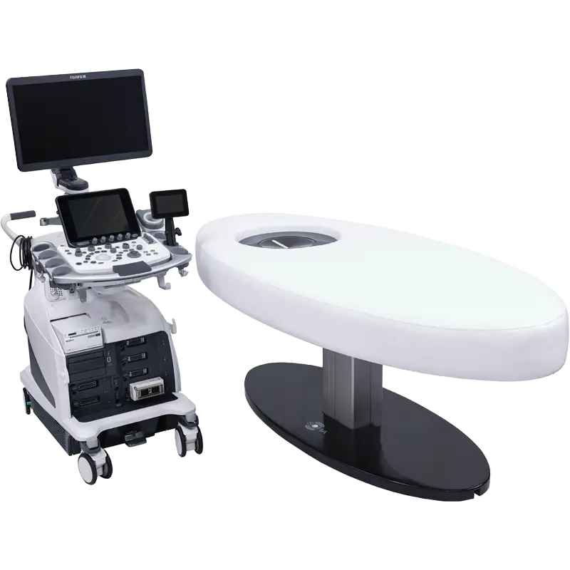 SOFIA fusion biopsy table alongside a Hitachi Aloka ultrasound system on a cart