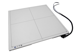 iRay hybrid flat panel detector with cable shown at an angle