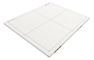 iRay wireless flat panel detector shown at an angle