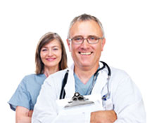 Stock photo of a smiling doctor and nurse
