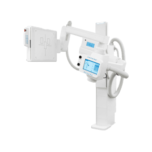 Konica Minolta Acuity UDR radiography system with articulating tube arm and wall stand