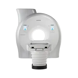 Fujifilm Echelon Synergy MRI scanner shown from the front with wide-bore gantry