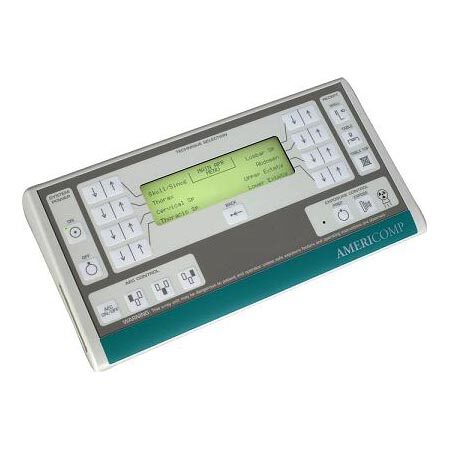 AmeriComp AV30HF X-ray control console with green LCD display and technique selection buttons