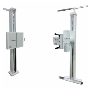 CS Classic ceiling-mounted X-ray system showing the wall detector stand and overhead tube crane