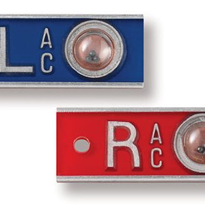 Pair of aluminum horizontal position indicator markers with raised L and R lettering