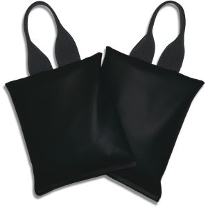 Pair of black heavy-gauge vinyl sandbags with carrying handles