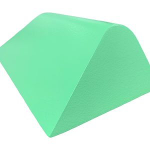 Green wedge-shaped MR safe positioning bolster sponge with a triangular cross-section