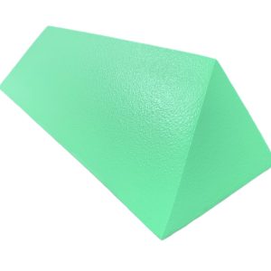 Green coated foam wedge sponge at a 45-degree angle