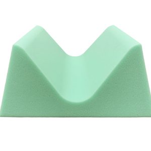 Green non-coated foam adult head holder sponge with a curved central groove