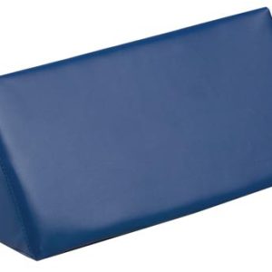Blue vinyl-covered triangular wedge bolster sponge at a 45-degree angle