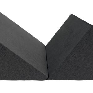 Pair of dark gray closed cell foam wedge sponges joined at a 34-degree angle