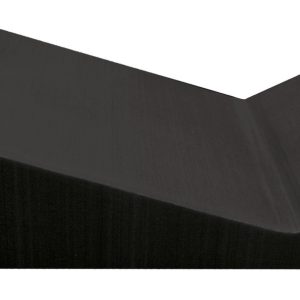 Dark gray closed cell foam wedge sponge with an angled step for podiatry axial/sesamoid weight bearing positioning