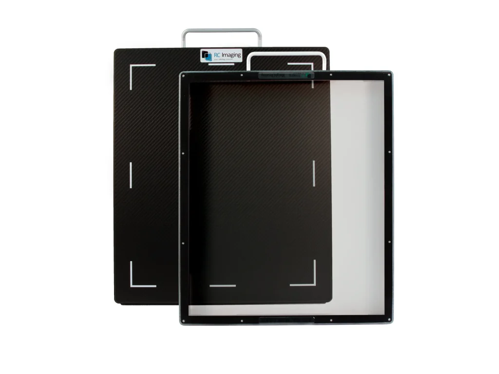 Two weight-bearing protective covers for cassettes or wireless panels, shown stacked